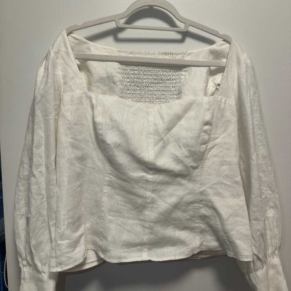 Reformation White Linen Top